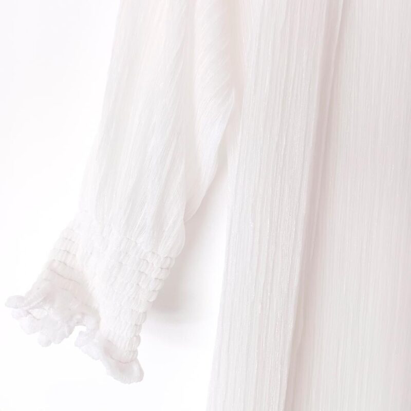 Tapado Kimono Santini Blanco Plisado Transparente Maria Paskaro