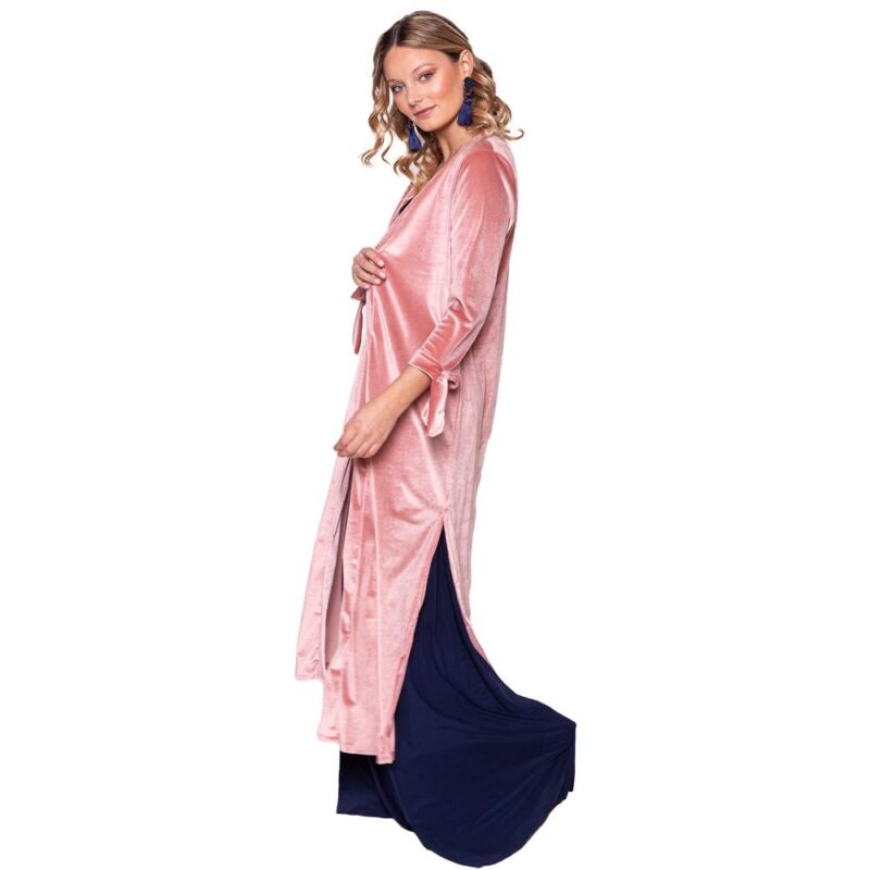 Tapado Kimono Largo Verona Palo Rosa Terciopelo  Maria Paskaro
