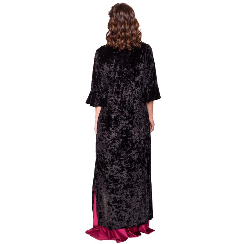Tapado Kimono Largo Vuelos Negro Jaspeado Maria Paskaro