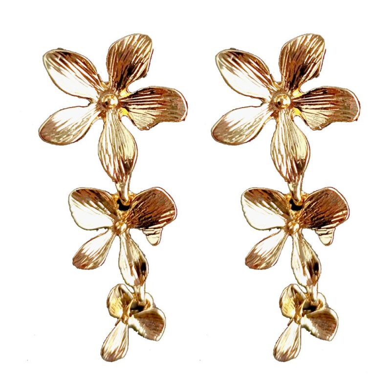 Aros Gladiolo 3 Flores Chicas Dorado B Maria Paskaro