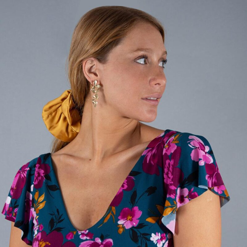 Aros Gladiolo 3 Flores Chicas Dorado B Maria Paskaro