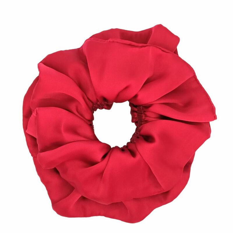 Scrunchie Collet Camelia L Rojo Carmesi Seda Maria Paskaro