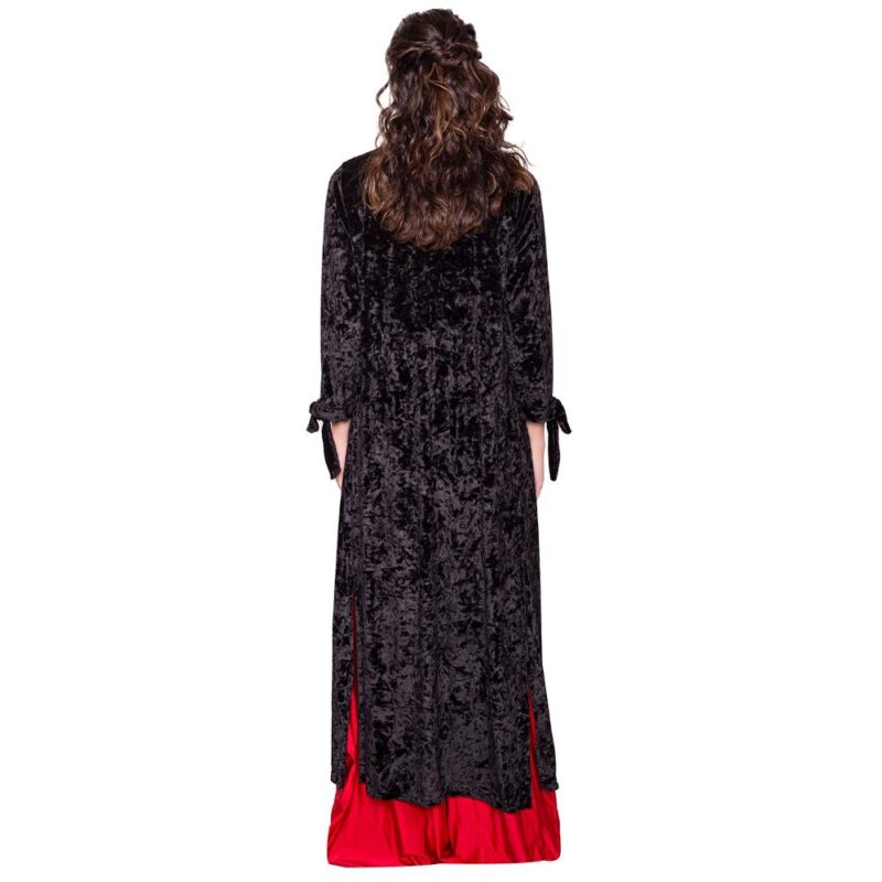 Tapado Kimono Largo Verona Negro Jaspeado Terciopelo Maria Paskaro