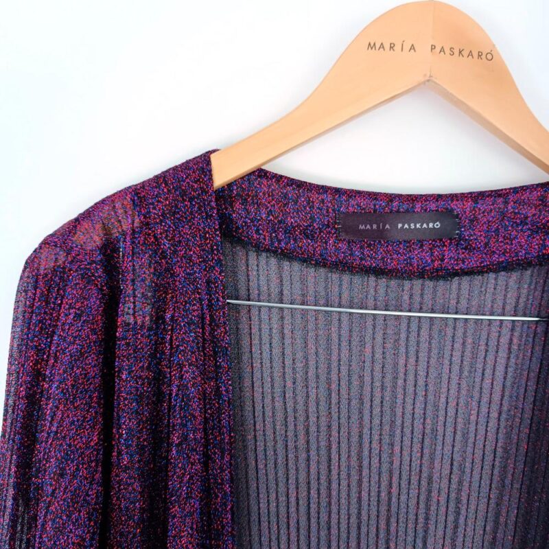 Tapado Kimono Largo Verona Cherry Multicolor Shine Transparente Maria Paskaro