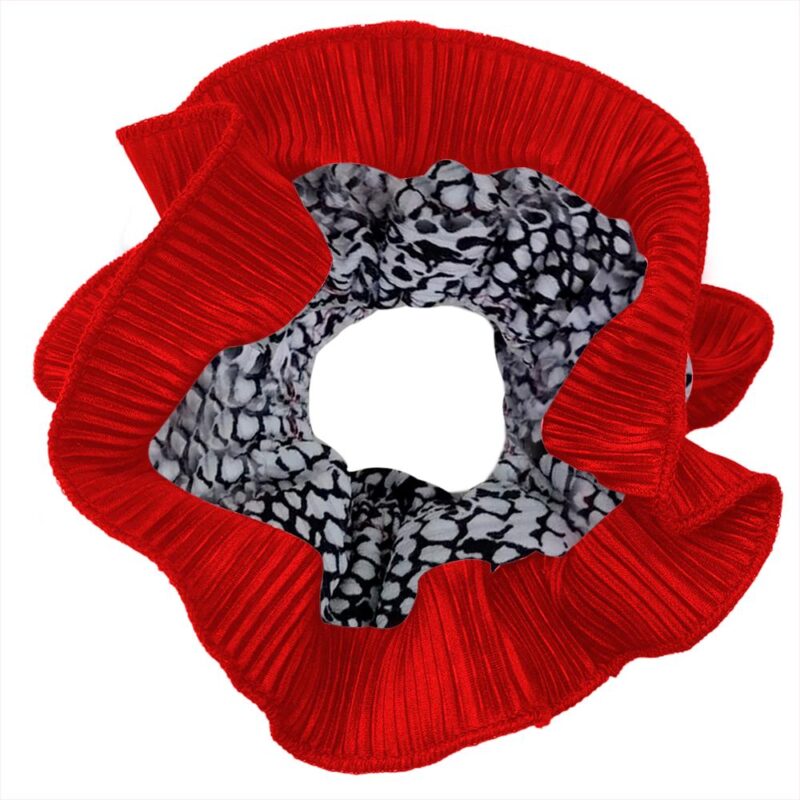 Scrunchie Collet Begonia XL Piton Rojo Plisado Maria Paskaro