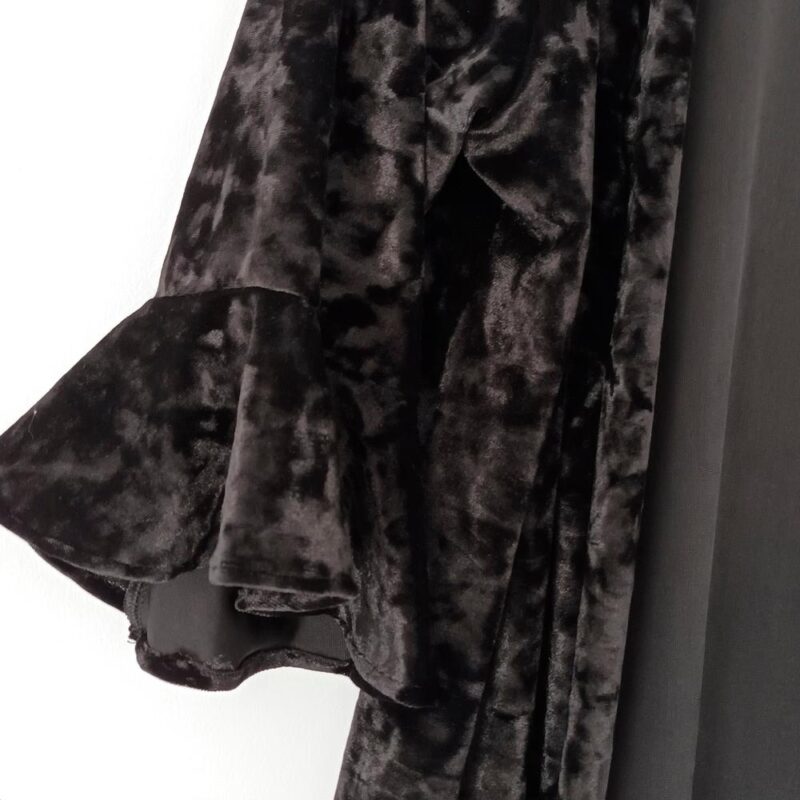 Tapado Kimono Corto Turin Negro Terciopelo Jaspeado Maria Paskaro