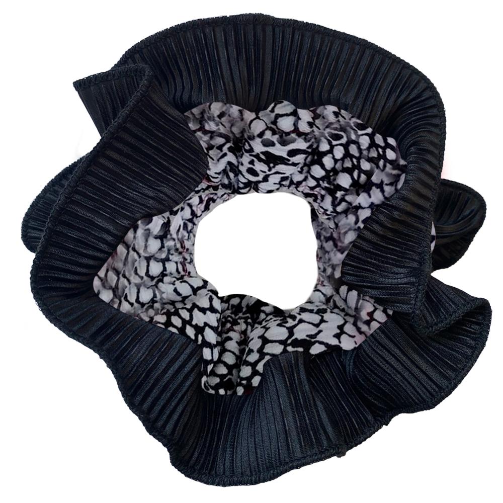 Scrunchie Collet Begonia XL Piton Negro Plisado Maria Paskaro