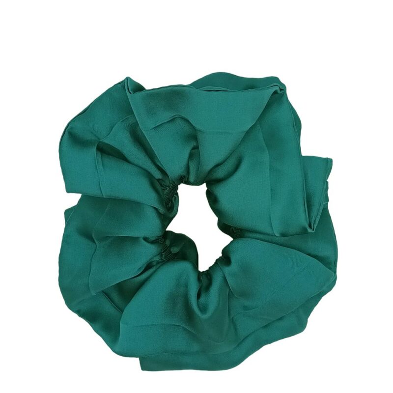 Scrunchie Collet Camelia L Verde Botella Seda Maria Paskaro