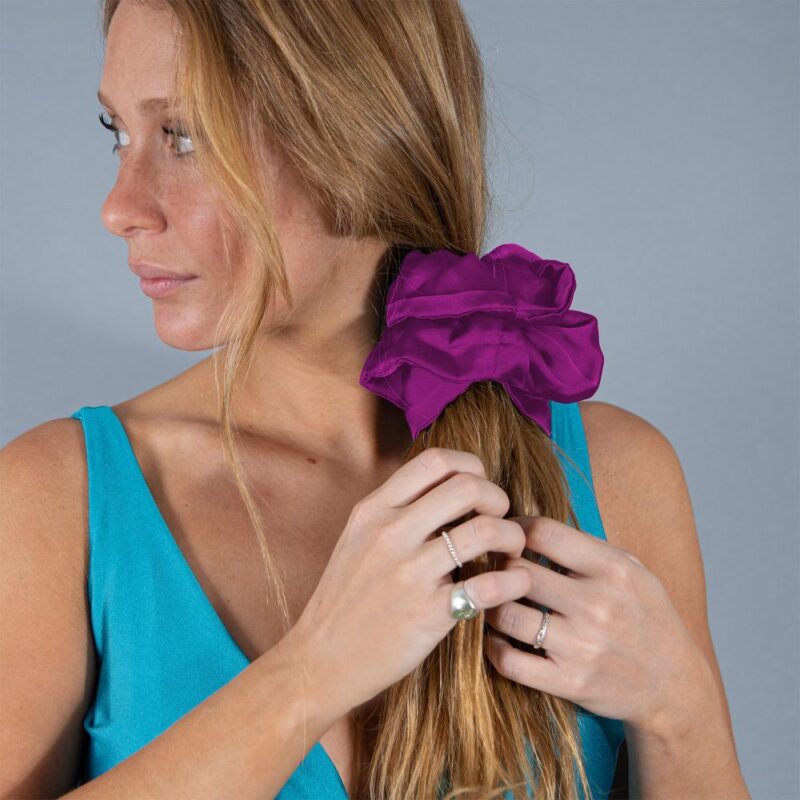 Scrunchie Collet Camelia L Magenta Seda Maria Paskaro