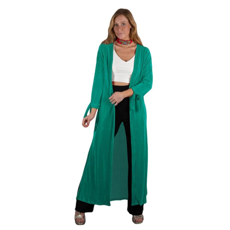 Tapado Kimono Largo Verona Esmeralda Plisado Maria Paskaro