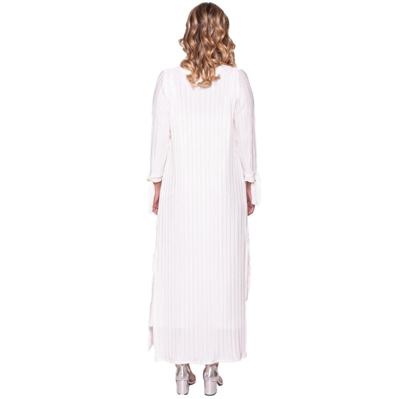 Tapado Kimono Largo Verona Blanco Crudo Plisado Maria Paskaro