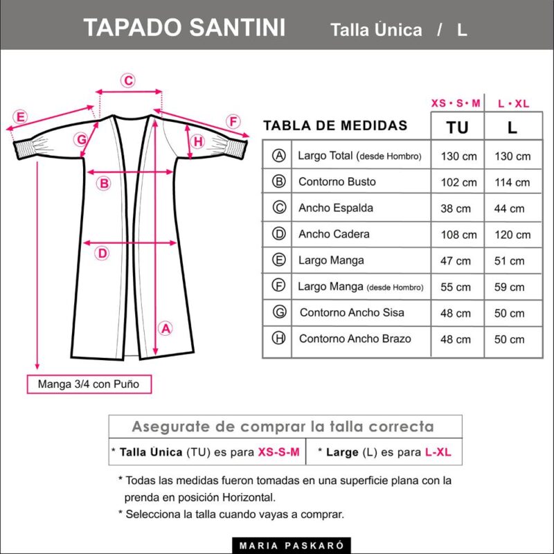Tapado Kimono Largo Santini Fucsia Plisado Maria Paskaro