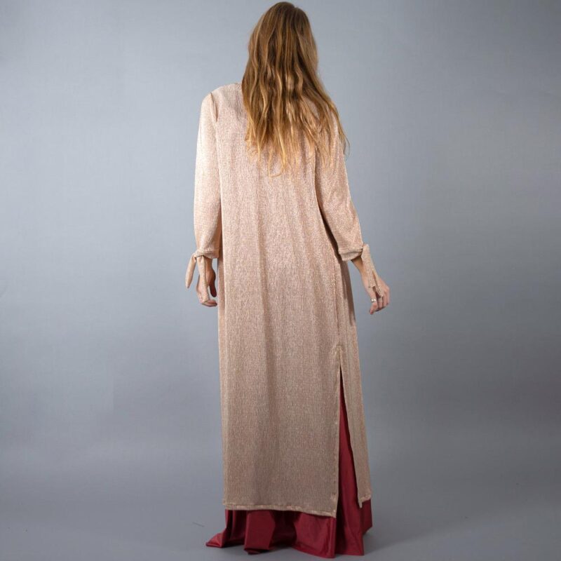 Tapado Kimono Largo Verona Cobre Textura  Maria Paskaro