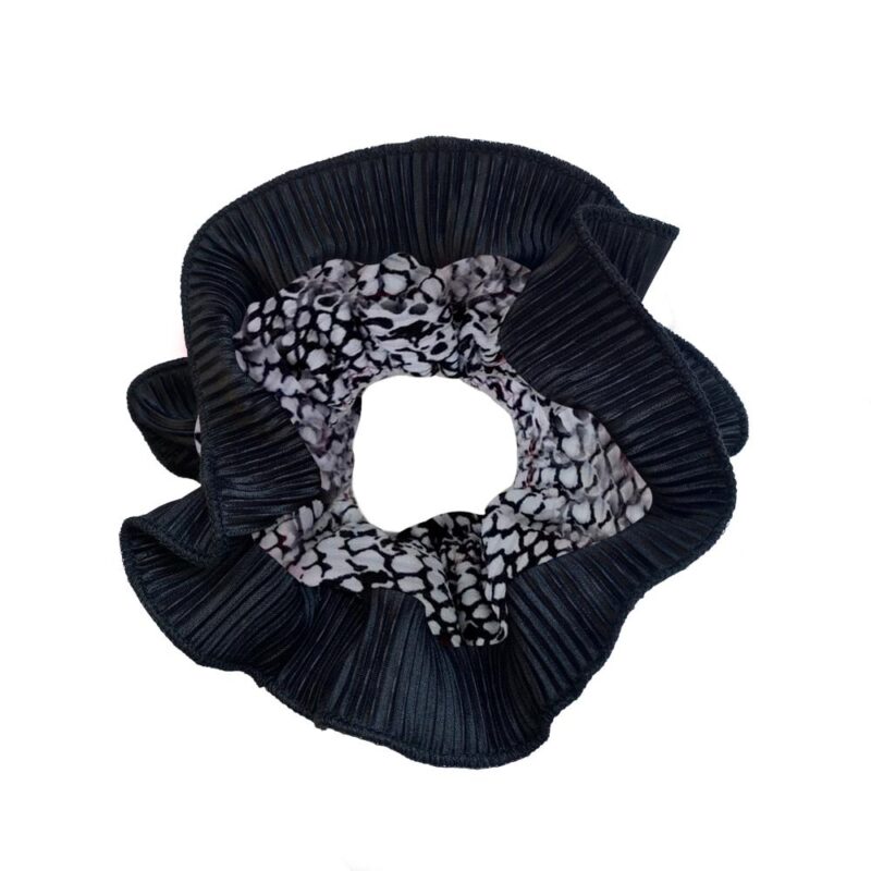 Scrunchie Collet Begonia M Piton Negro Plisado Maria Paskaro