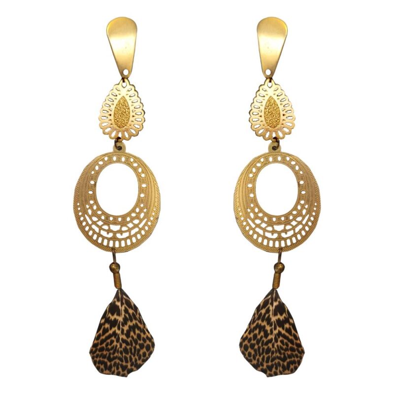 Aros de Pluma Malayo Café Dorado Largo Maria Paskaro