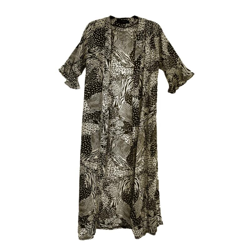 Tapado Kimono Vuelos Negro Animal Viscosa Maria Paskaro