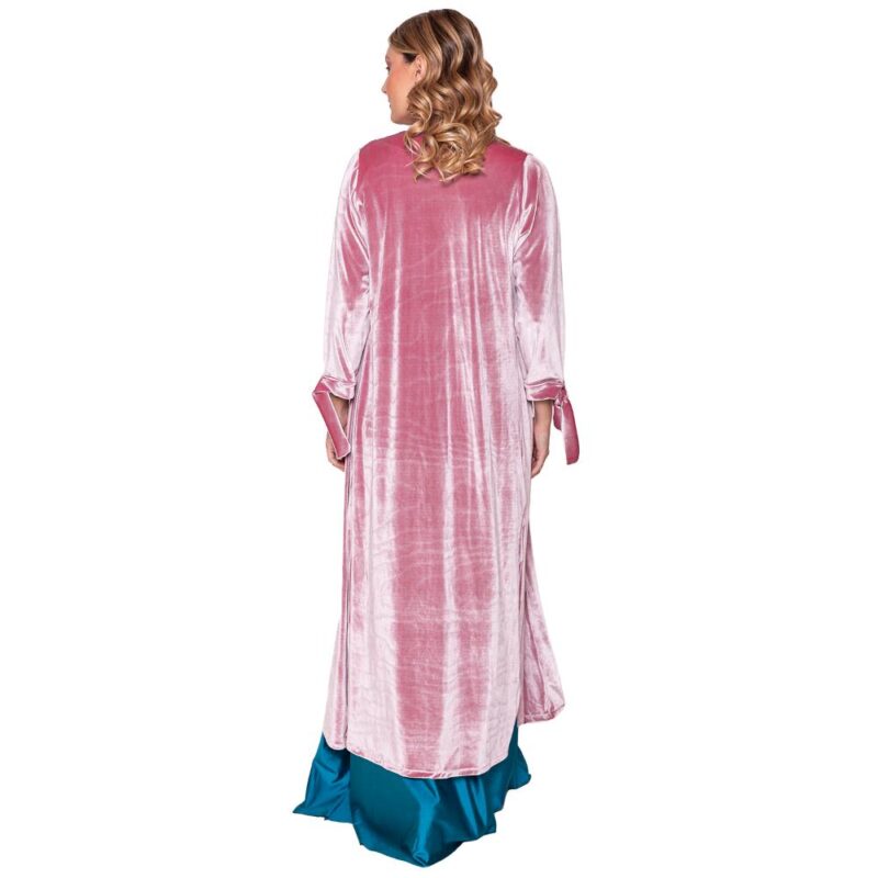 Tapado Kimono Largo Verona Rosa Terciopelo Brillante Maria Paskaro