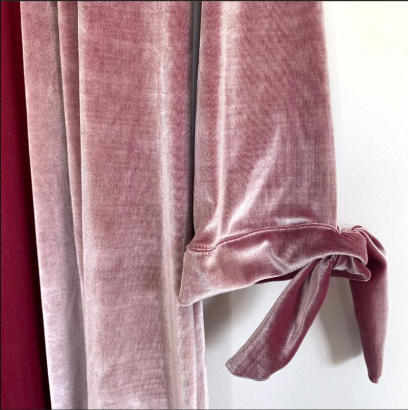 Tapado Kimono Largo Verona Rosa Terciopelo Brillante Maria Paskaro