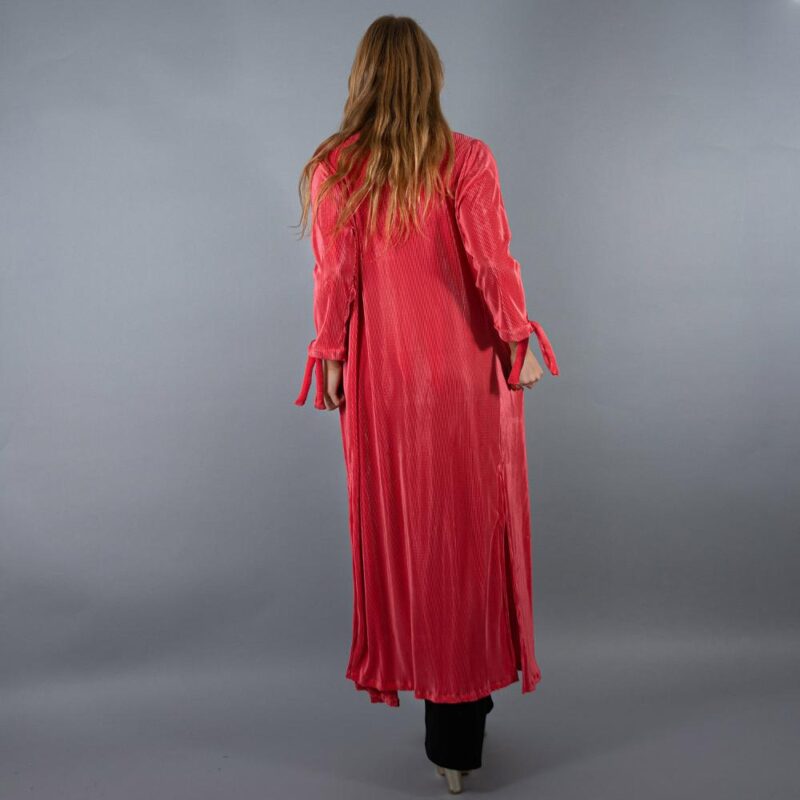 Tapado Kimono Largo Verona Coral Plisado Maria Paskaro