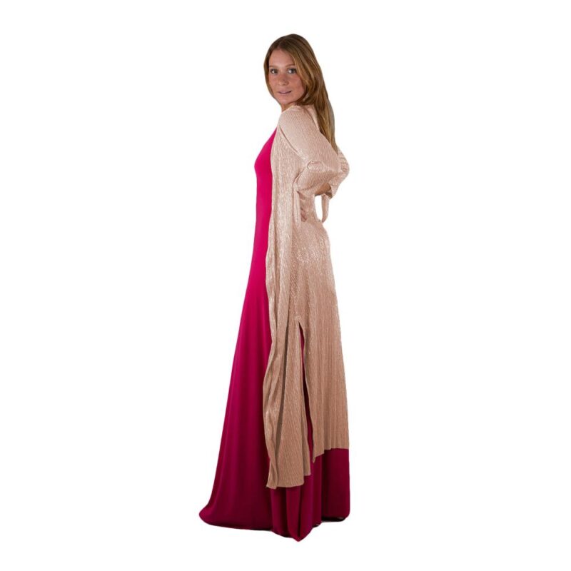 Tapado Kimono Largo Verona Rosado Transparente  Metalizado Maria Paskaro
