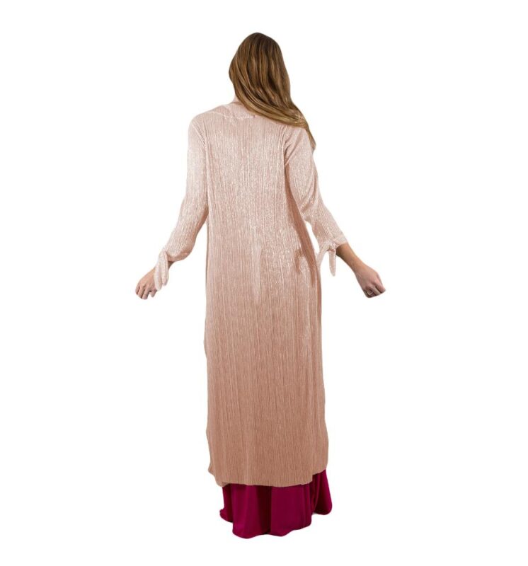 Tapado Kimono Largo Verona Rosado Transparente  Metalizado Maria Paskaro