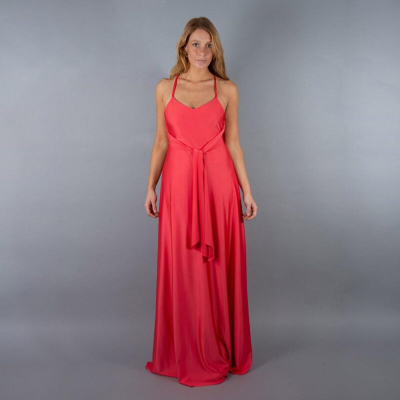 Vestido Largo Paris Coral Dupont Lazo Maria Paskaro
