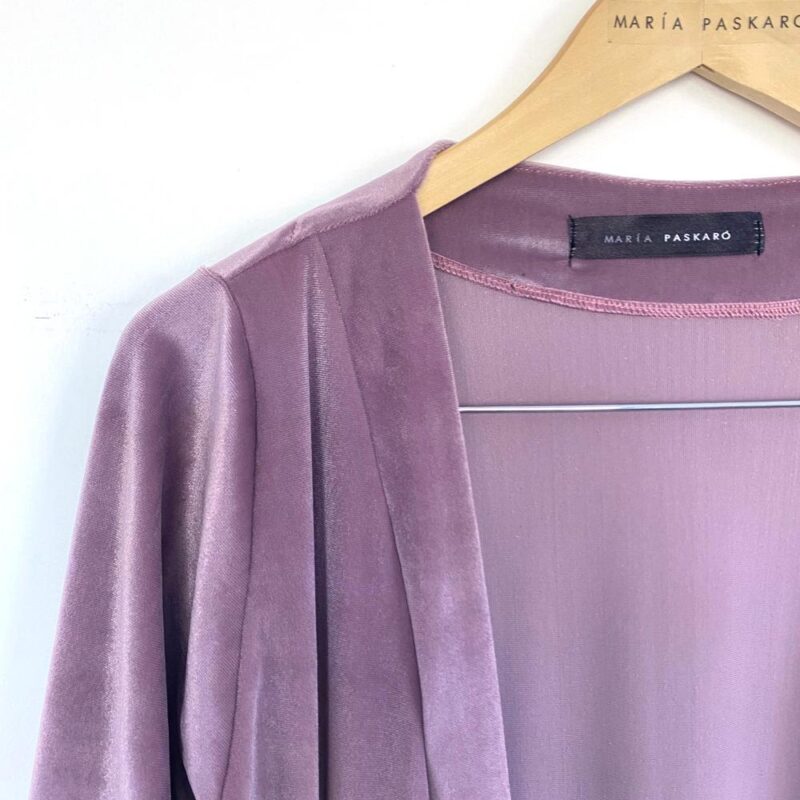 Tapado Kimono Largo Verona Lila Terciopelo Maria Paskaro