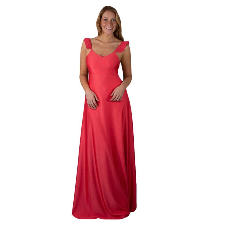 Vestido Largo Jaipur Coral Lycra Dupont Maria Paskaro