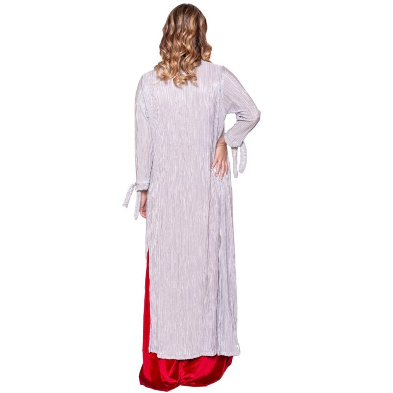 Tapado Kimono Largo Verona Plateado Brillante Metalizado Maria Paskaro