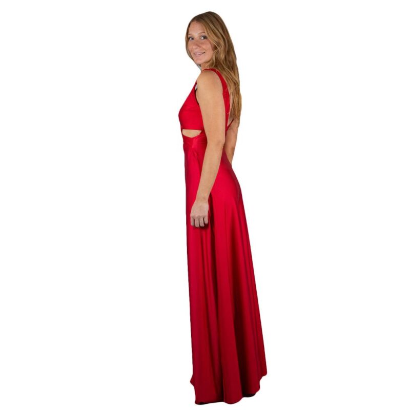 Vestido Largo Algarve Rojo Lycra Dupont Maria Paskaro
