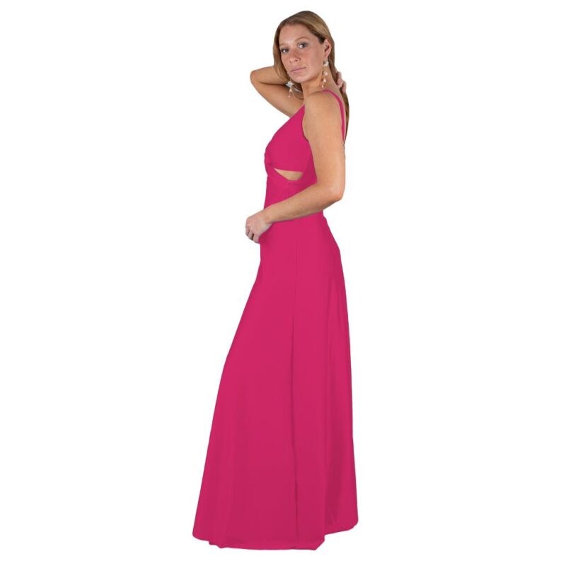 Vestido Largo Algarve Fucsia Lycra Dupont Maria Paskaro