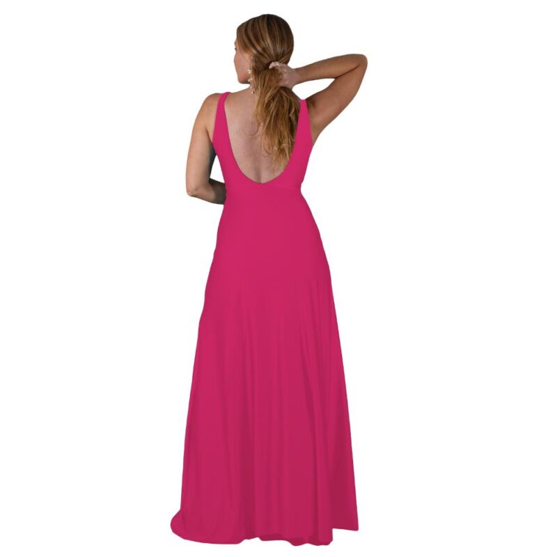 Vestido Largo Algarve Fucsia Lycra Dupont Maria Paskaro
