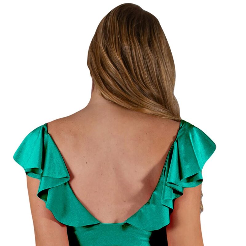 Vestido Largo Marken Esmeralda Lycra Dupont Vuelo Grande Maria Paskaro