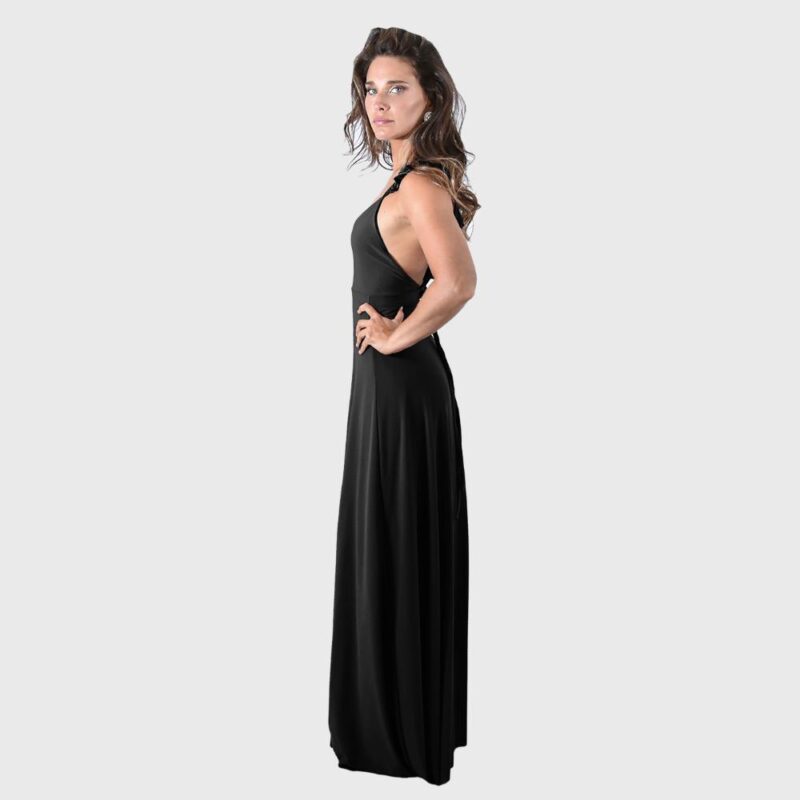 Vestido Largo Jaipur Negro Lycra Vuelitos Maria Paskaro
