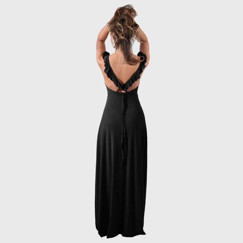 Vestido Largo Jaipur Negro Lycra Vuelitos Maria Paskaro