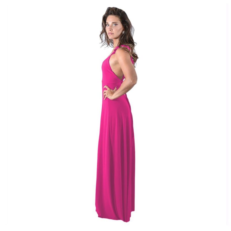 Vestido Largo Jaipur Frambuesa Lycra Vuelitos Maria Paskaro