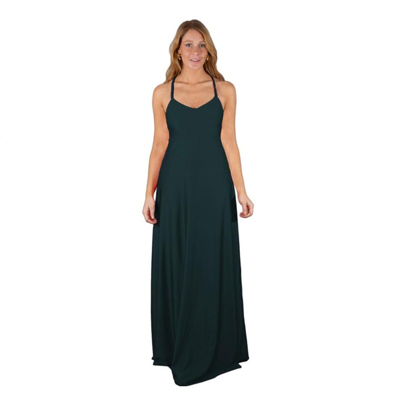 Vestido Largo Paris Verde  Lycra Lazo Maria Paskaro