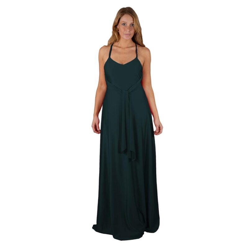 Vestido Largo Paris Verde  Lycra Lazo Maria Paskaro