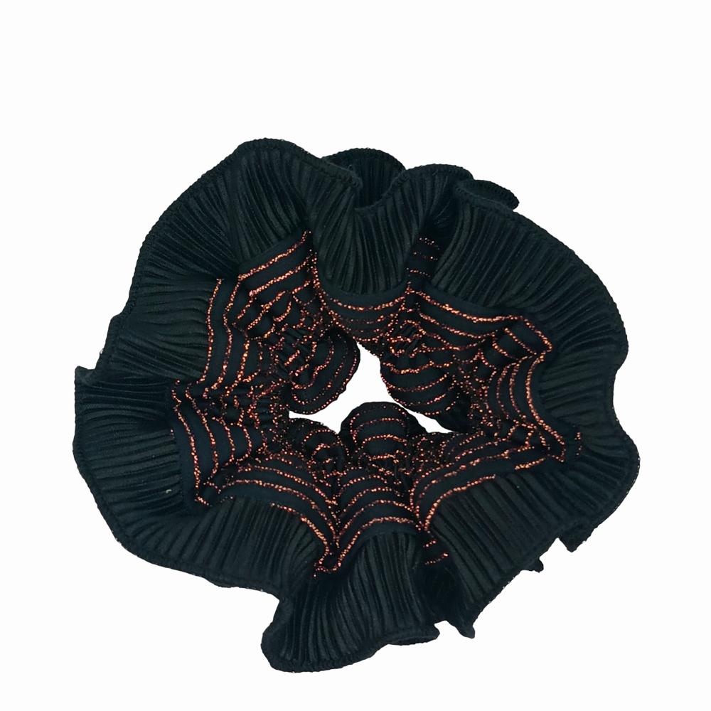 Scrunchie Begonia M Negro Lineas Cobre Maria Paskaro