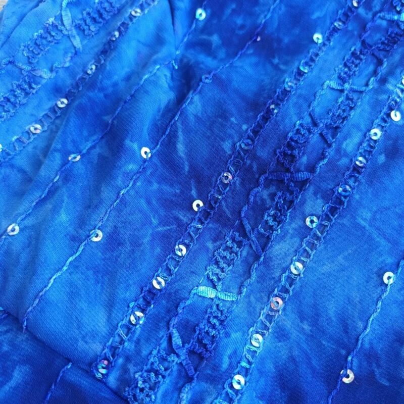 Peto Paris Azul Lentejuelas Lycra Con Lazo Espalda Maria Paskaro