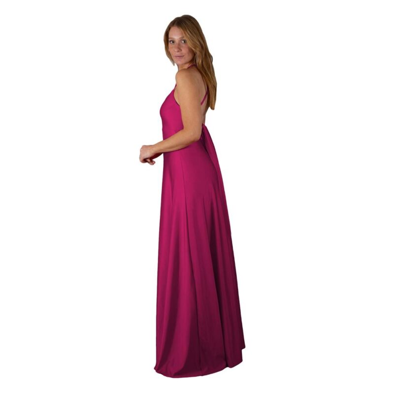 Vestido Largo Paris Fucsia Lycra Lazo Maria Paskaro