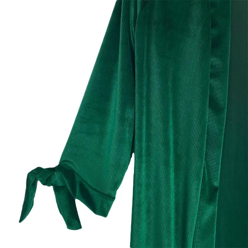 Tapado Kimono Largo Verona Verde Botella Lineas Terciopelo Maria Paskaro