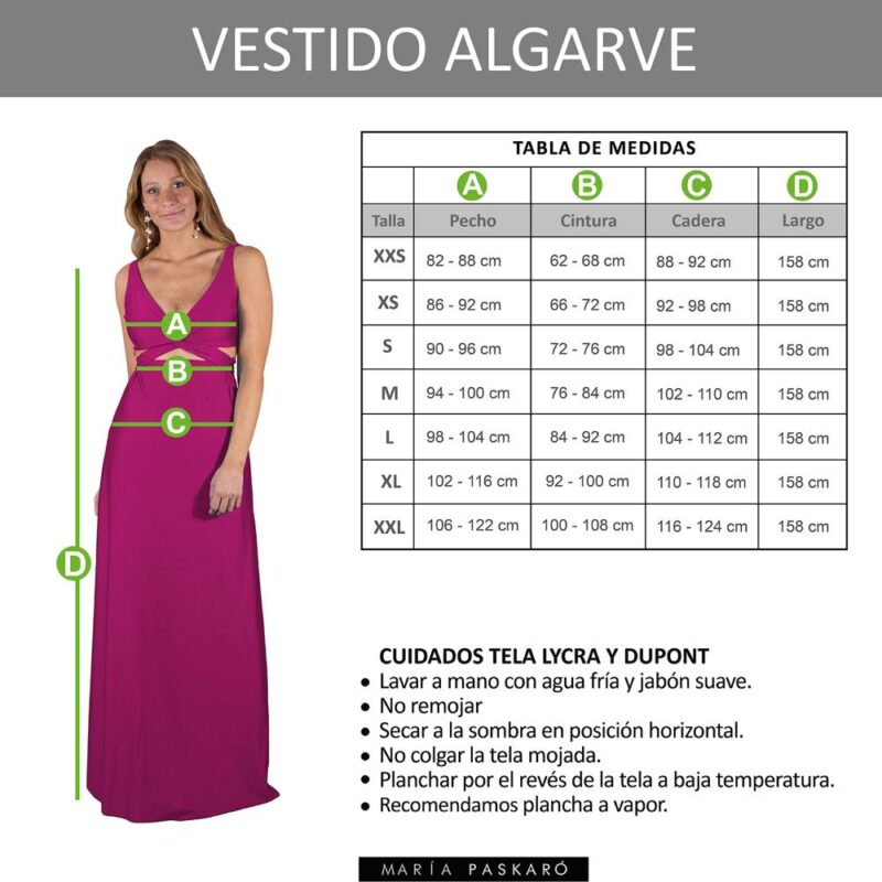Vestido Largo Algarve Magenta Dupont Maria Paskaro