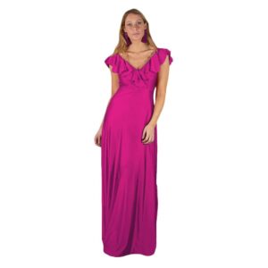 Vestido Largo Marken Magenta Lycra Vuelo Maria Paskaro