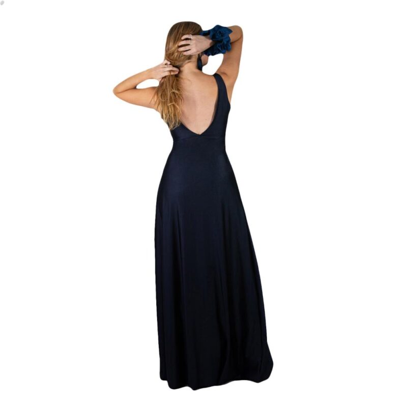 Vestido Largo Algarve Azul Marino Lycra Dupont Maria Paskaro