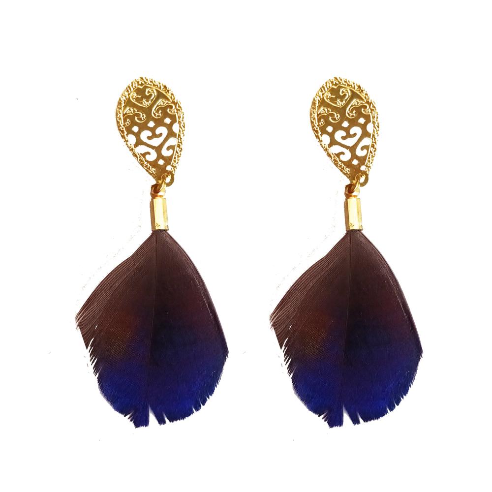 Aros de Pluma Monal Morado Dorado B Maria Paskaro