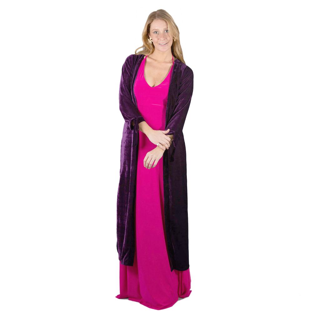 Tapado Kimono Largo Verona Morado Terciopelo Maria Paskaro