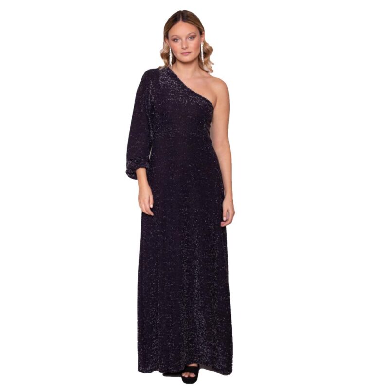 Vestido Largo Gracia Azul Brillo Lycra Maria Paskaro