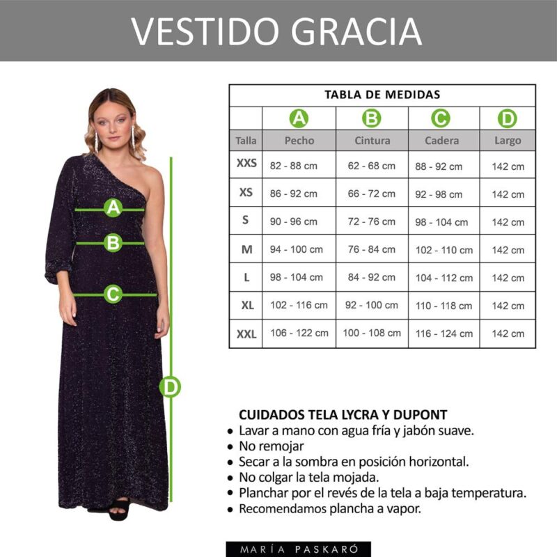 Vestido Largo Gracia Azul Brillo Lycra Maria Paskaro