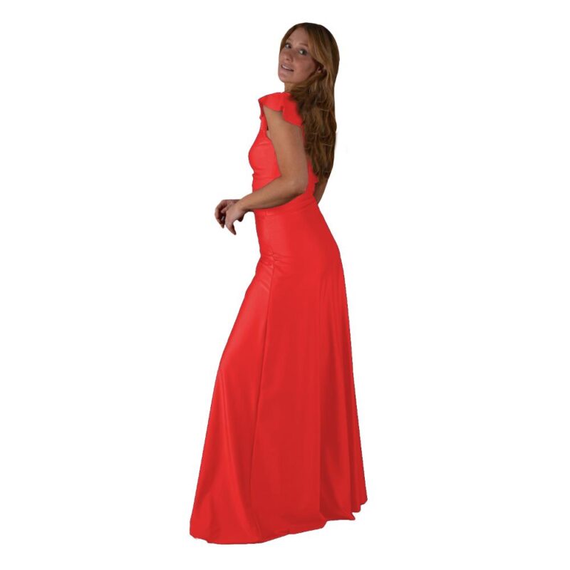 Conjunto Lima Coral Lycra Falda Lazo Maria Paskaro